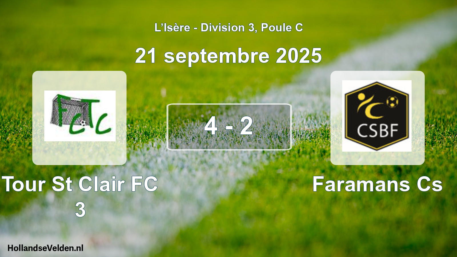 Gespeelde wedstrijd: Tour St Clair FC 3 - Faramans Cs 4 - 2 (21 september 2025)