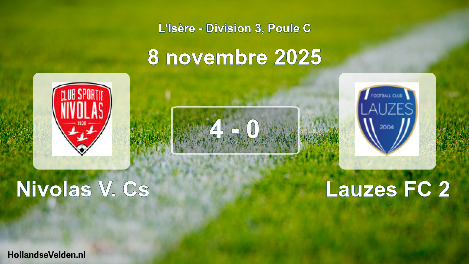Gespeelde wedstrijd: Nivolas V. Cs - Lauzes FC 2 4 - 0 (8 november 2025)
