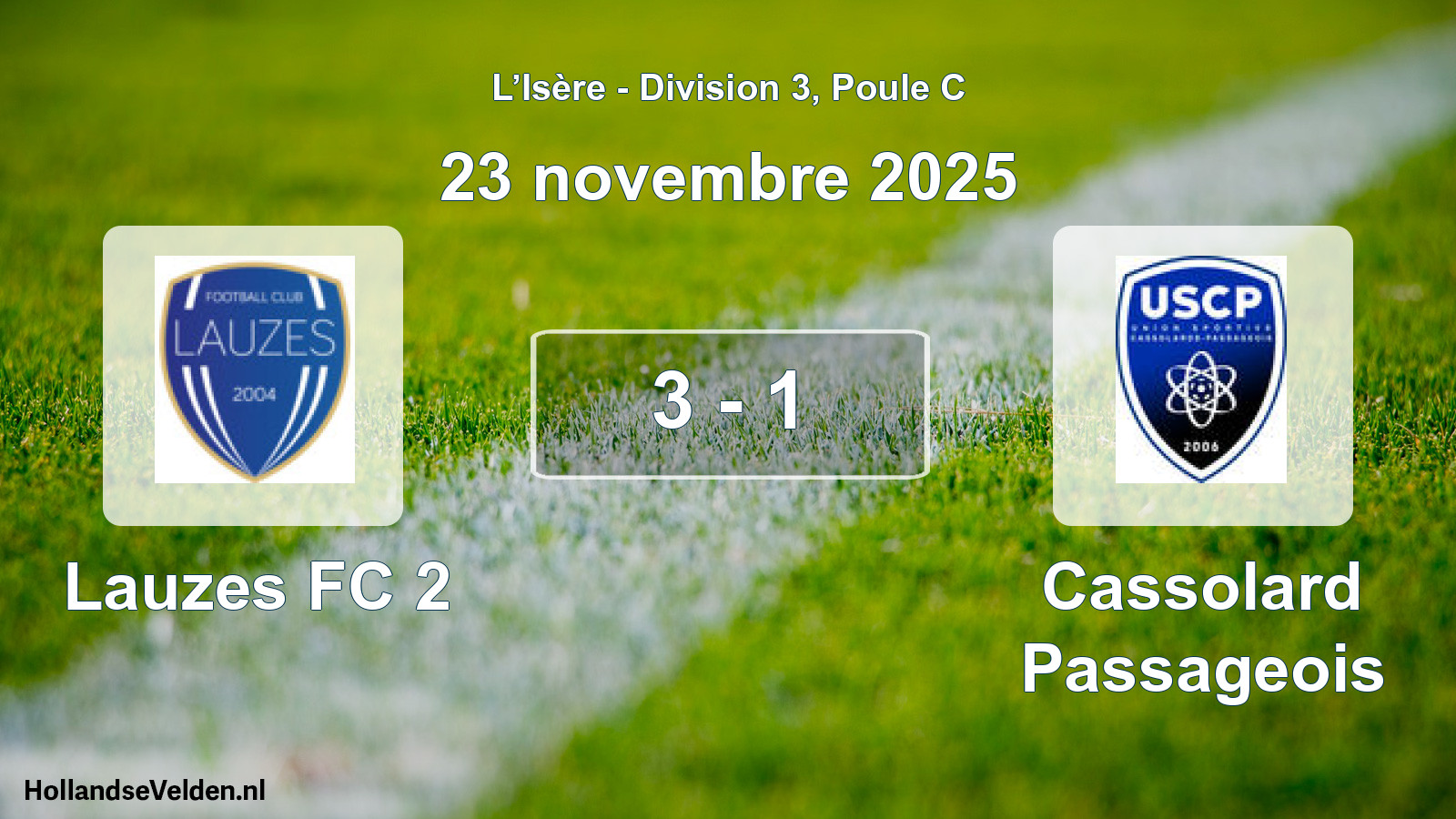 Gespeelde wedstrijd: Lauzes FC 2 - Cassolard Passageois 3 - 1 (23 november 2025)