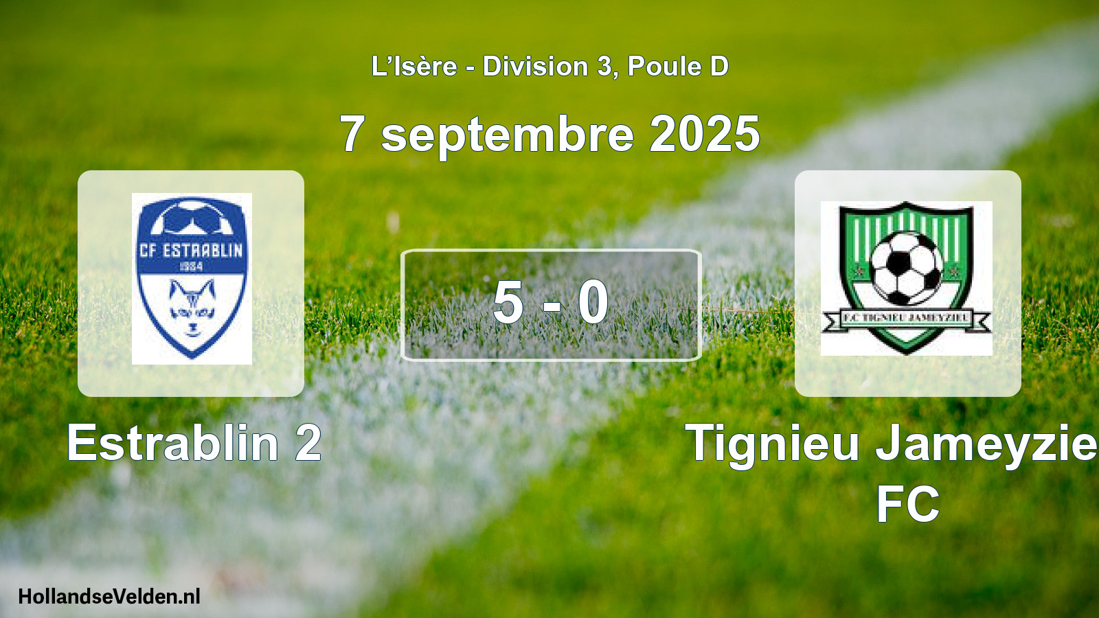 Total number of matches played: Estrablin 2 - Tignieu Jameyzieu FC 5 - 0 (7 September 2025)