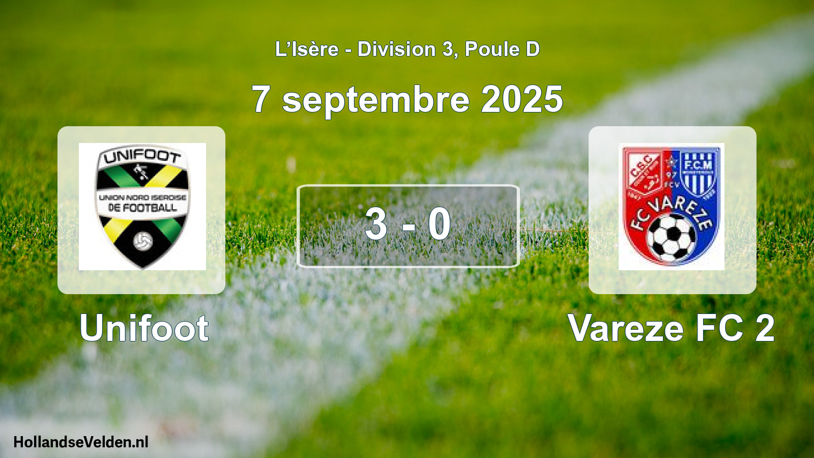 Gespeelde wedstrijd: Unifoot - Vareze FC 2 3 - 0 (7 september 2025)