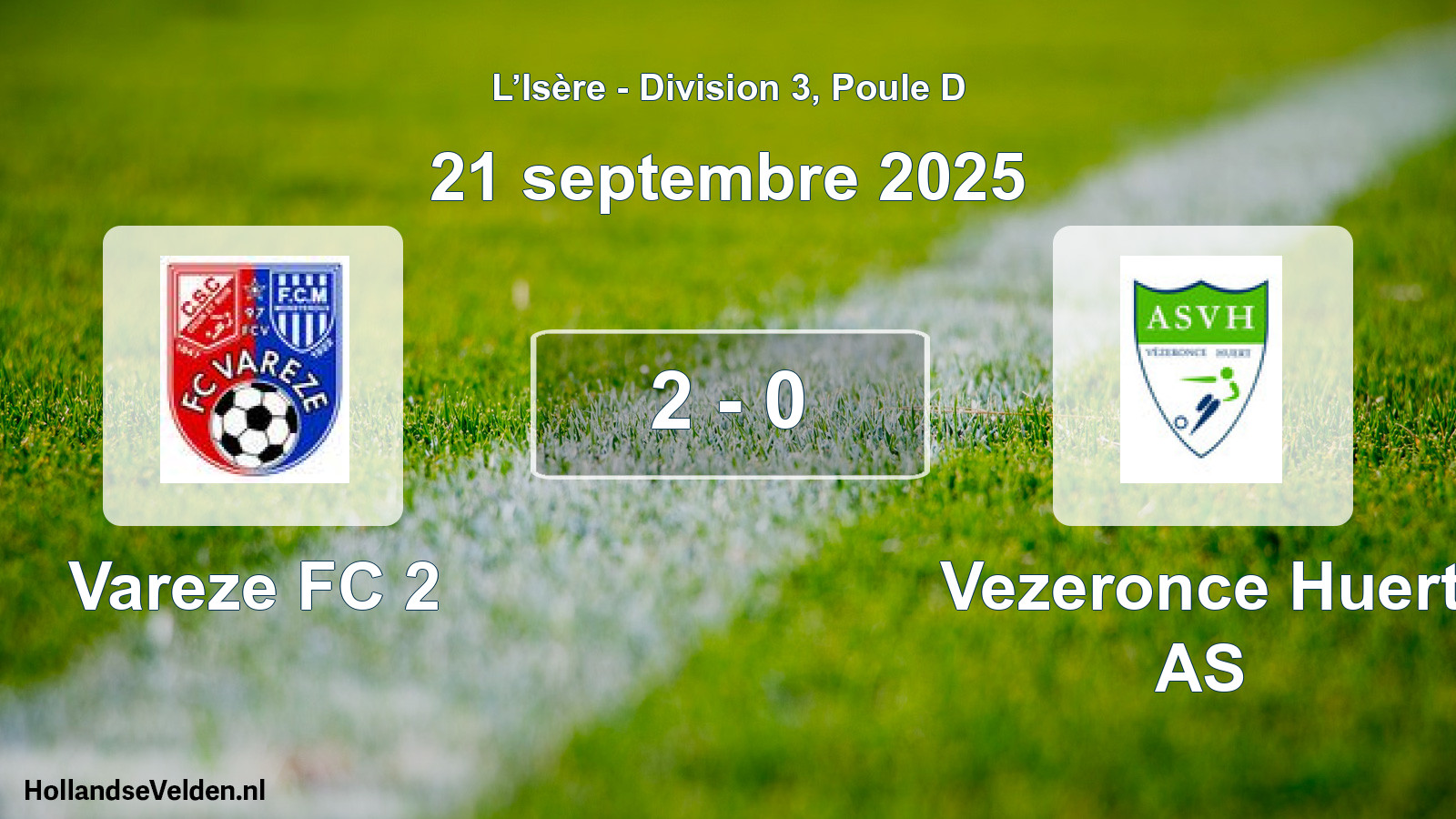 Gespeelde wedstrijd: Vareze FC 2 - Vezeronce Huert AS 2 - 0 (21 september 2025)