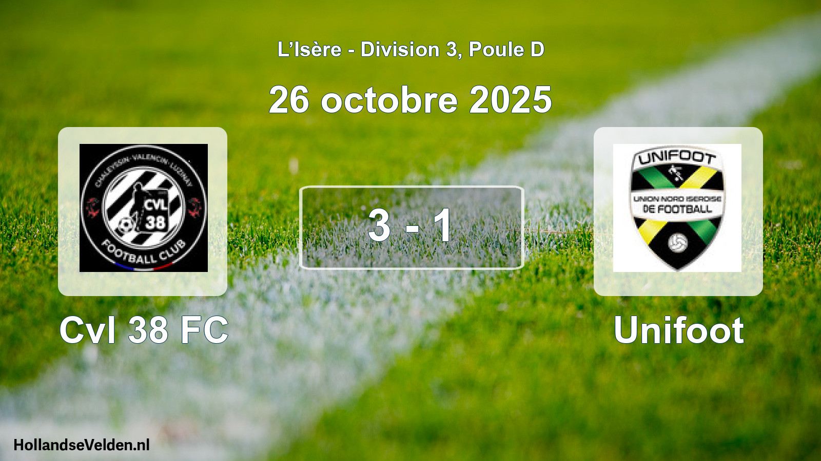 Gespeelde wedstrijd: Cvl 38 FC - Unifoot 3 - 1 (26 oktober 2025)