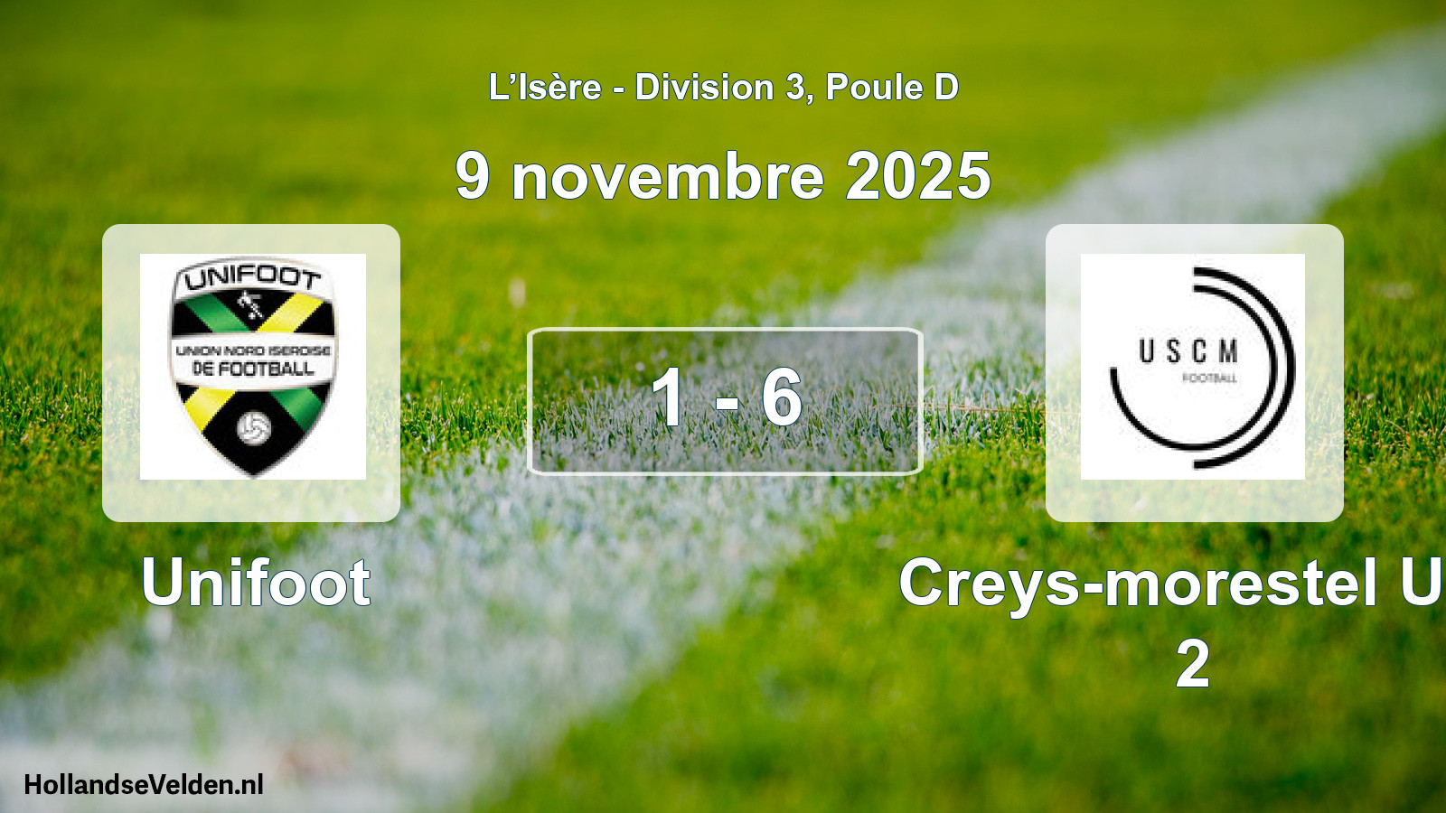 Gespeelde wedstrijd: Unifoot - Creys-morestel US 2 1 - 6 (9 november 2025)