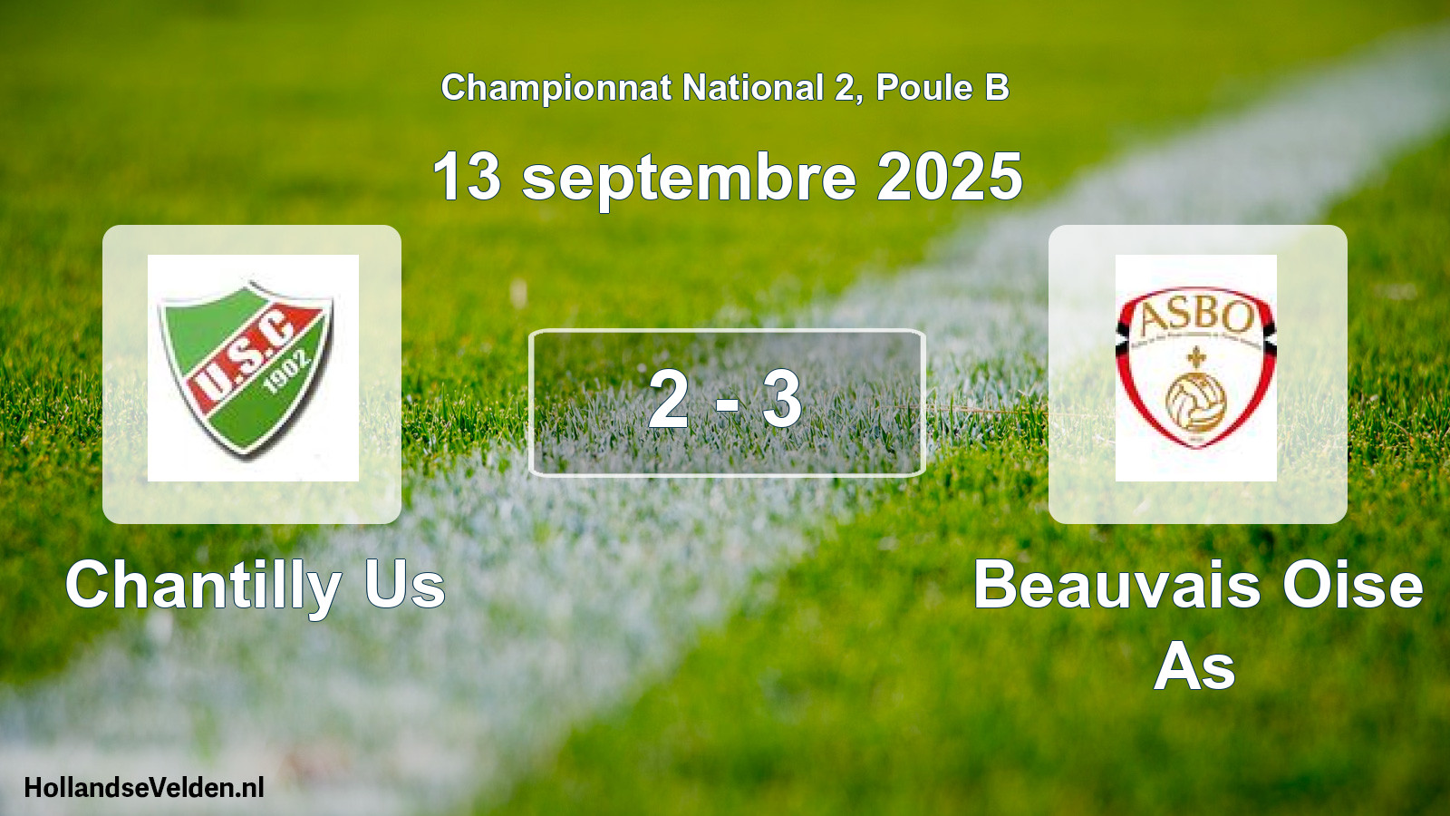Gespeelde wedstrijd: Chantilly Us - Beauvais Oise As 2 - 3 (13 septembre 2025)
