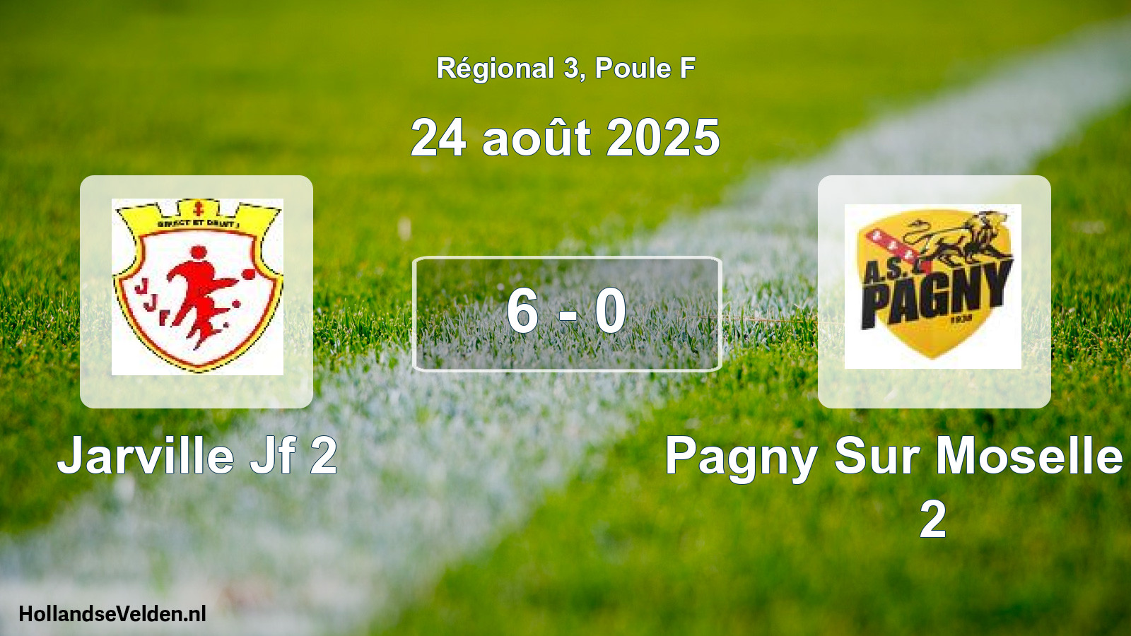 Gespeelde wedstrijd: Jarville Jf 2 - Pagny Sur Moselle As 2 6 - 0 (24 augustus 2025)