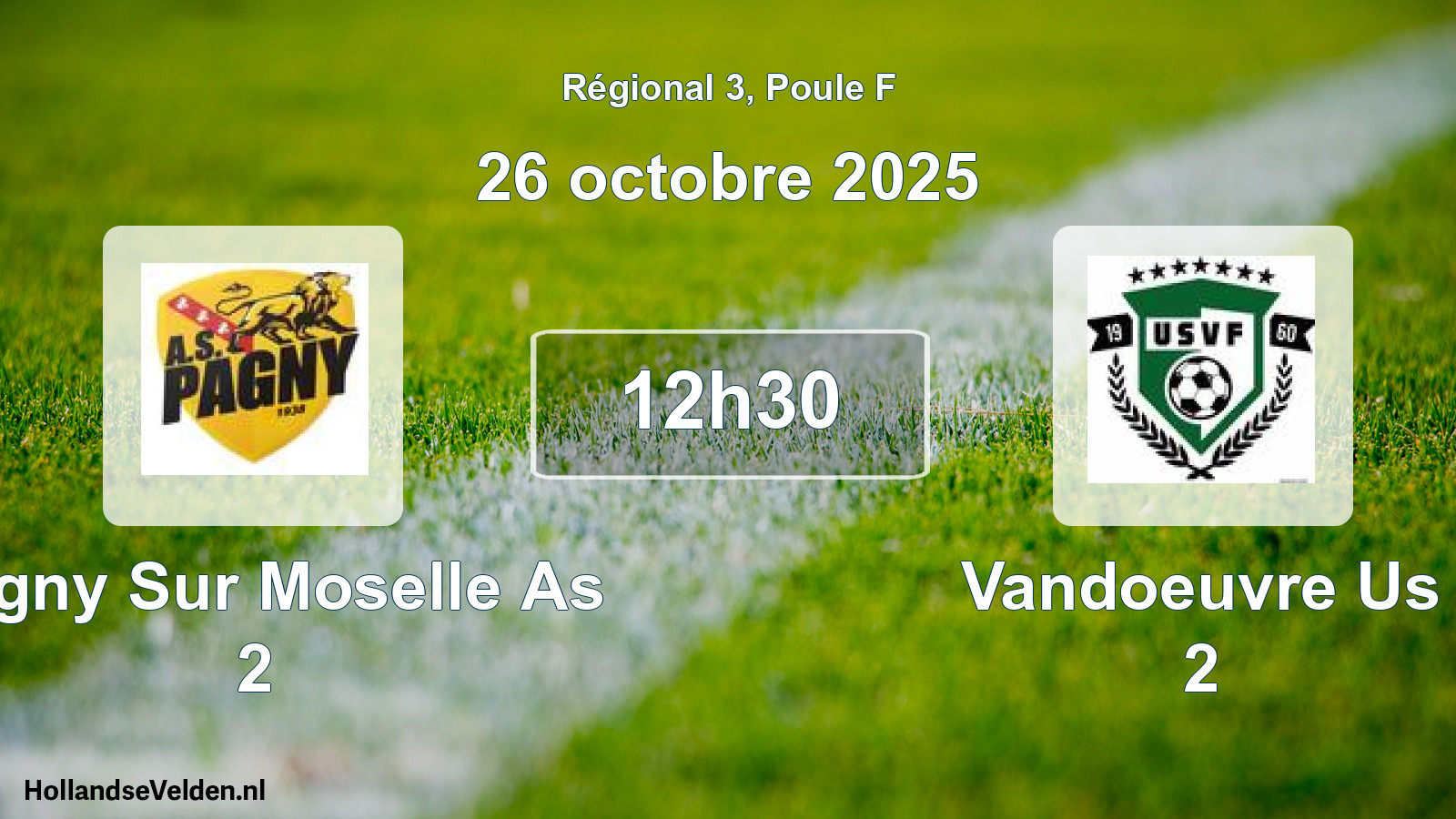 Geplande wedstrijd: Pagny Sur Moselle As 2 - Vandoeuvre Us 2 (26 oktober 2025)