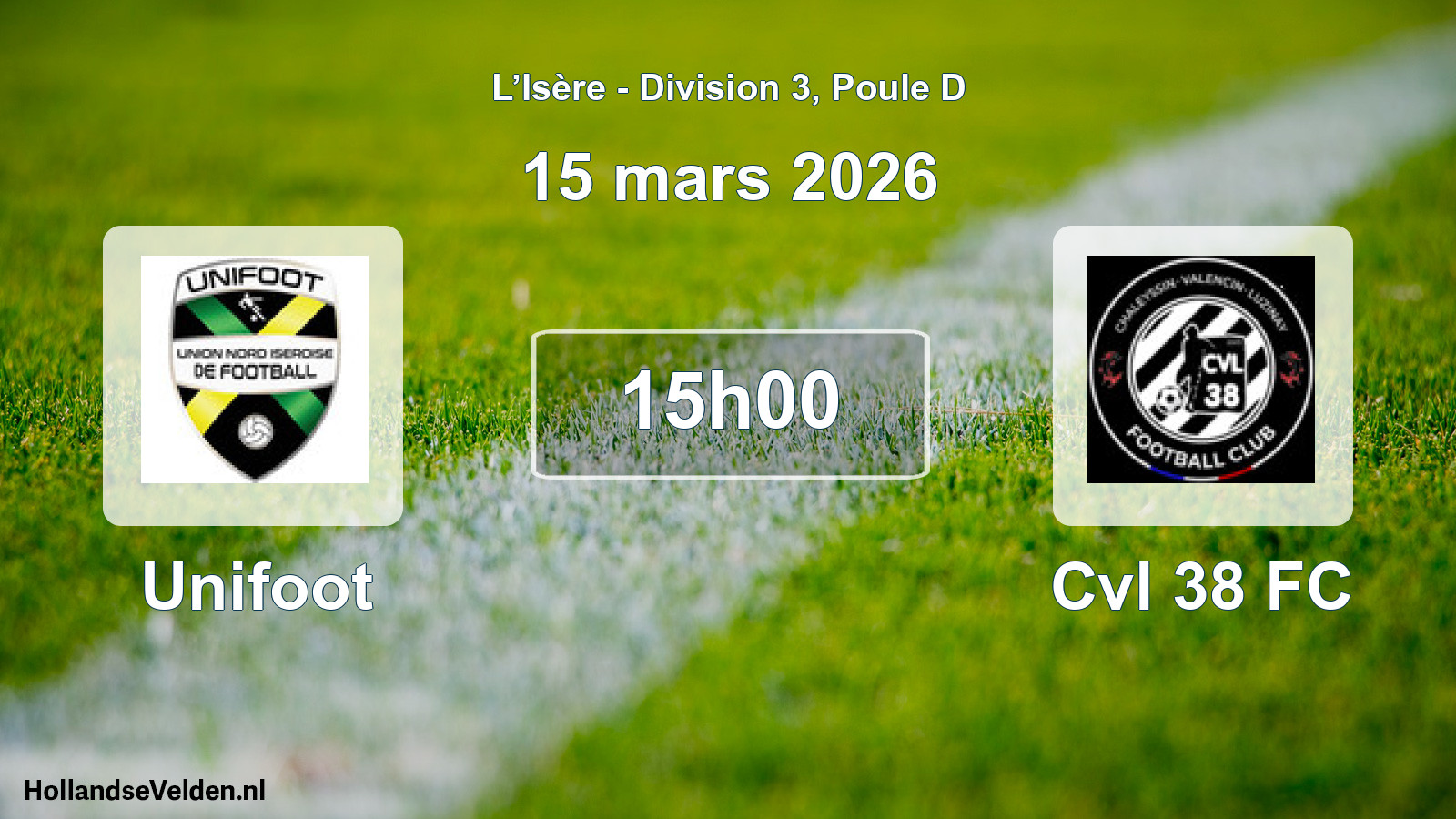 Geplande wedstrijd: Unifoot - Cvl 38 FC (15 maart 2026)