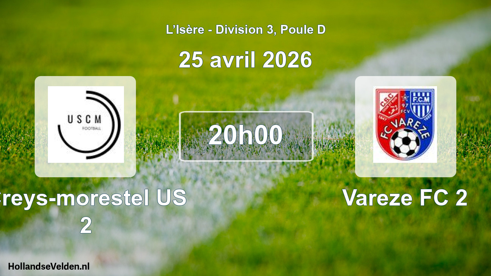 Geplande wedstrijd: Creys-morestel US 2 - Vareze FC 2 (25 april 2026)