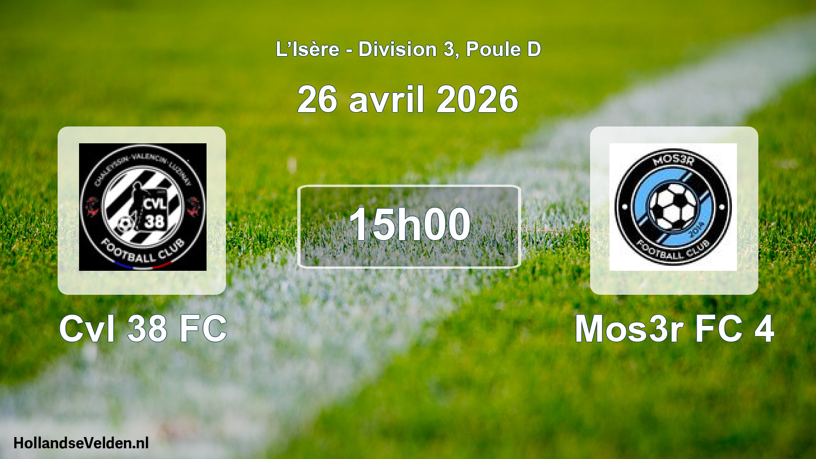Geplande wedstrijd: Cvl 38 FC - Mos3r FC 4 (26 april 2026)
