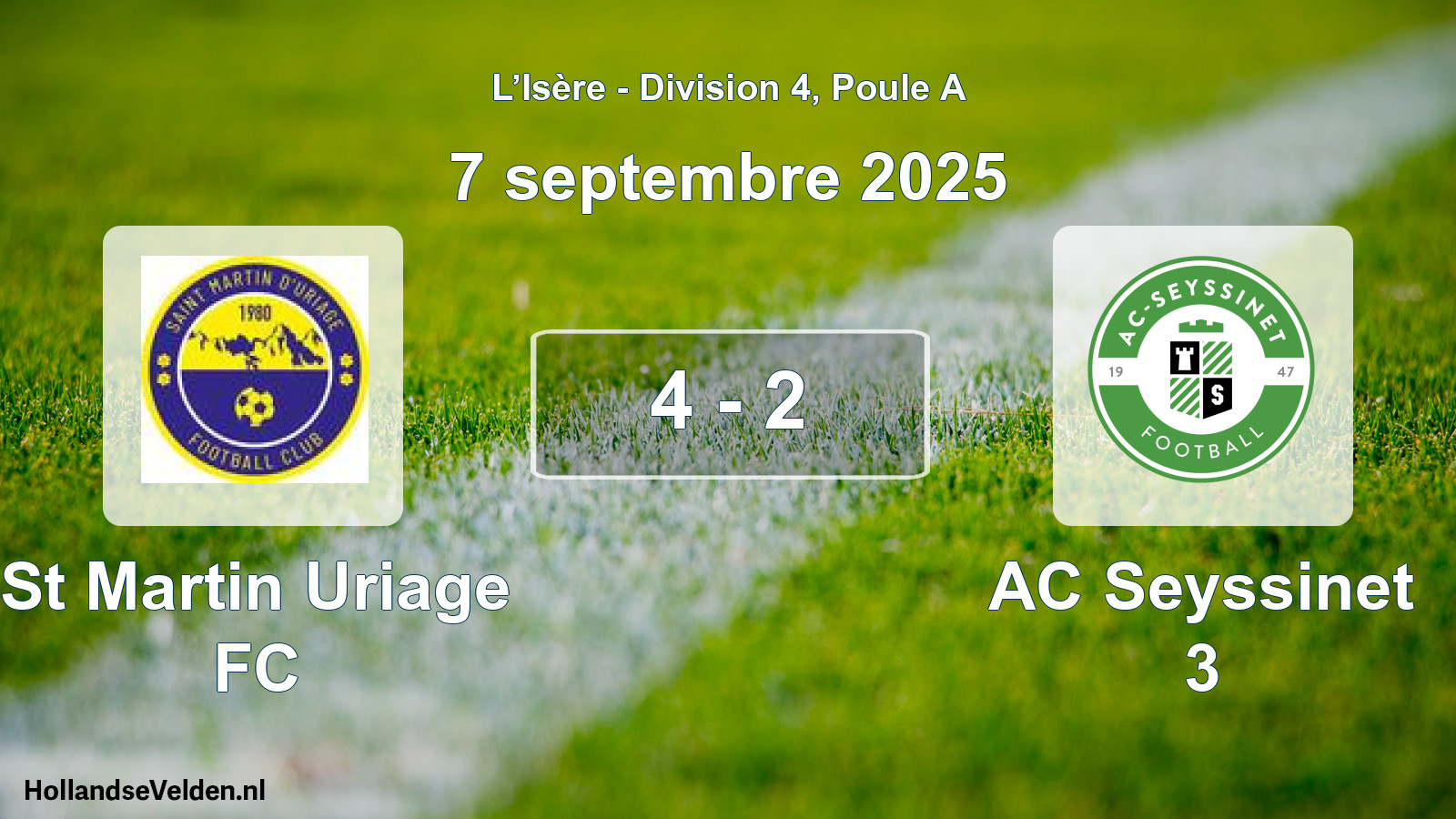 Gespeelde wedstrijd: St Martin Uriage FC - AC Seyssinet 3 4 - 2 (7 september 2025)