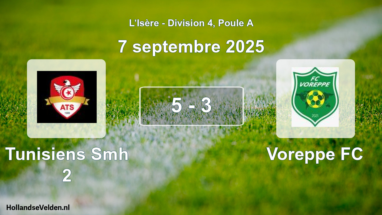Gespeelde wedstrijd: Tunisiens Smh 2 - Voreppe FC 5 - 3 (7 september 2025)