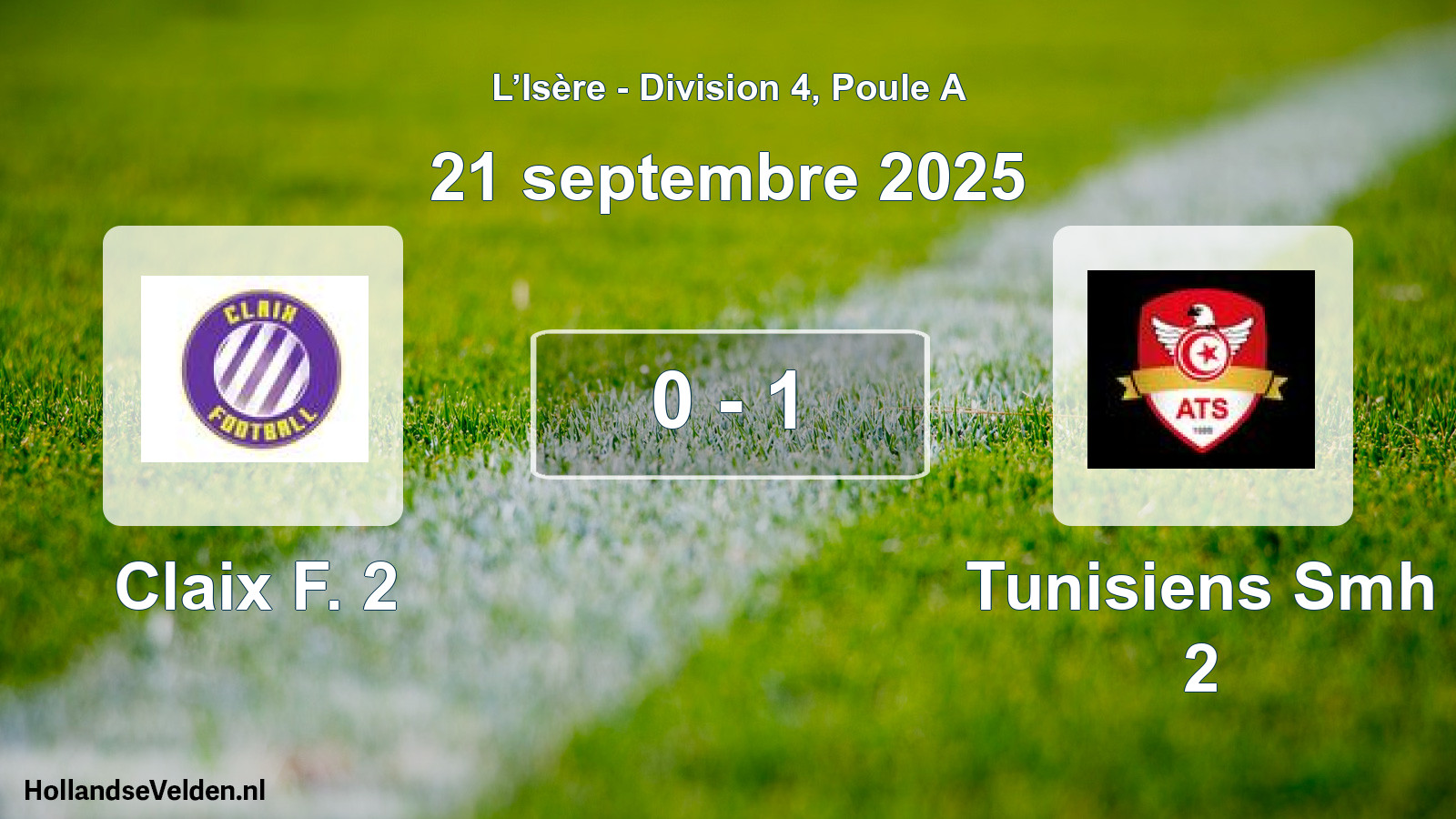 Total number of matches played: Claix F. 2 - Tunisiens Smh 2 0 - 1 (21 September 2025)