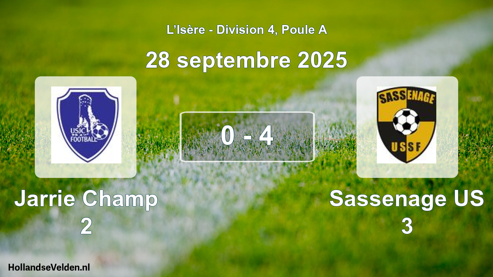 Gespeelde wedstrijd: Jarrie Champ 2 - Sassenage US 3 0 - 4 (28 september 2025)