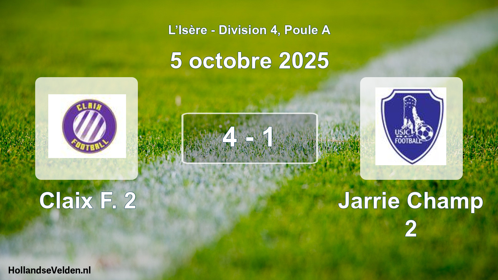 Gespeelde wedstrijd: Claix F. 2 - Jarrie Champ 2 4 - 1 (5 oktober 2025)