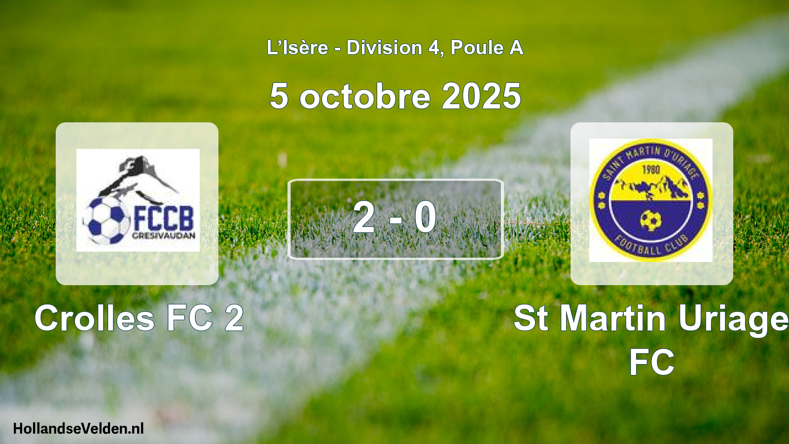 Gespeelde wedstrijd: Crolles FC 2 - St Martin Uriage FC 2 - 0 (5 oktober 2025)