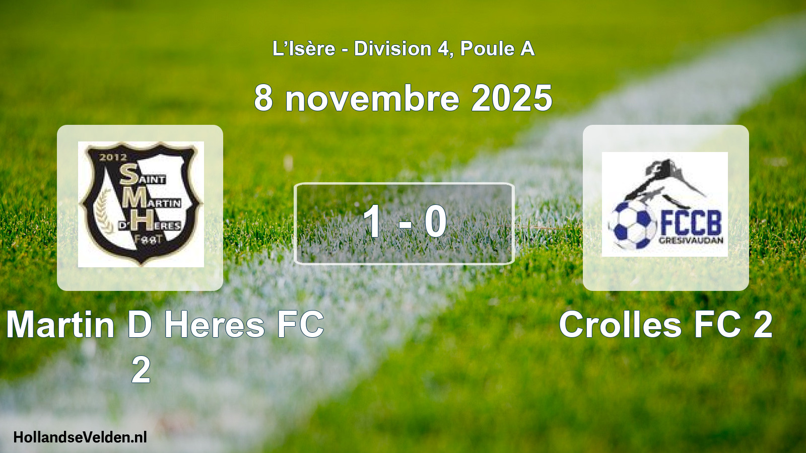 Total number of matches played: St Martin D Heres FC 2 - Crolles FC 2 1 - 0 (8 November 2025)