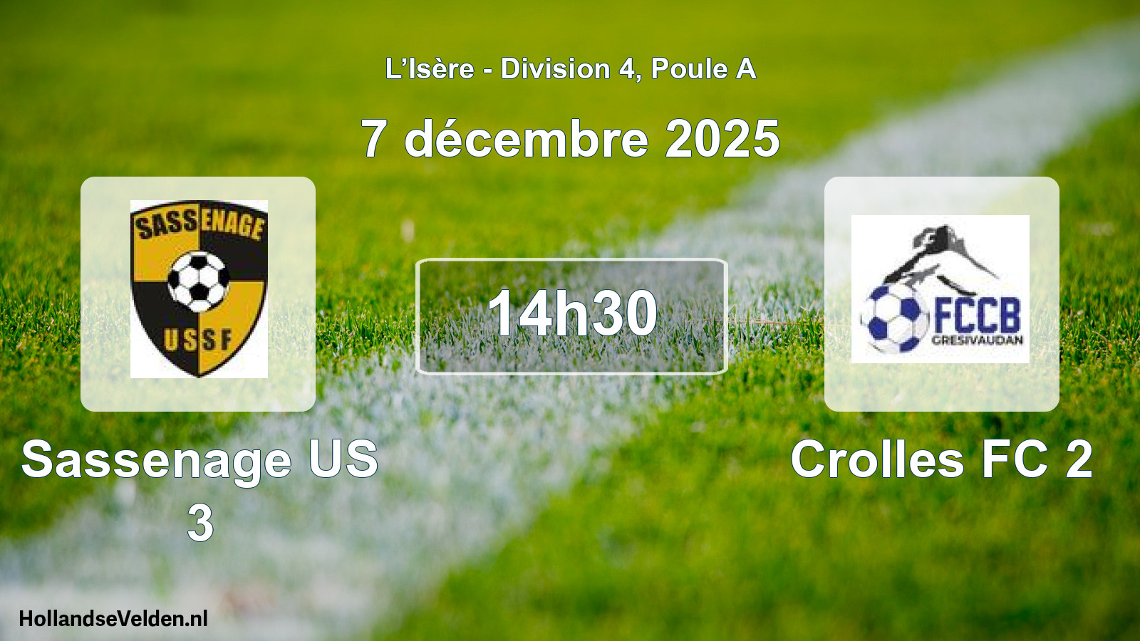 Geplande wedstrijd: Sassenage US 3 - Crolles FC 2 (7 december 2025)