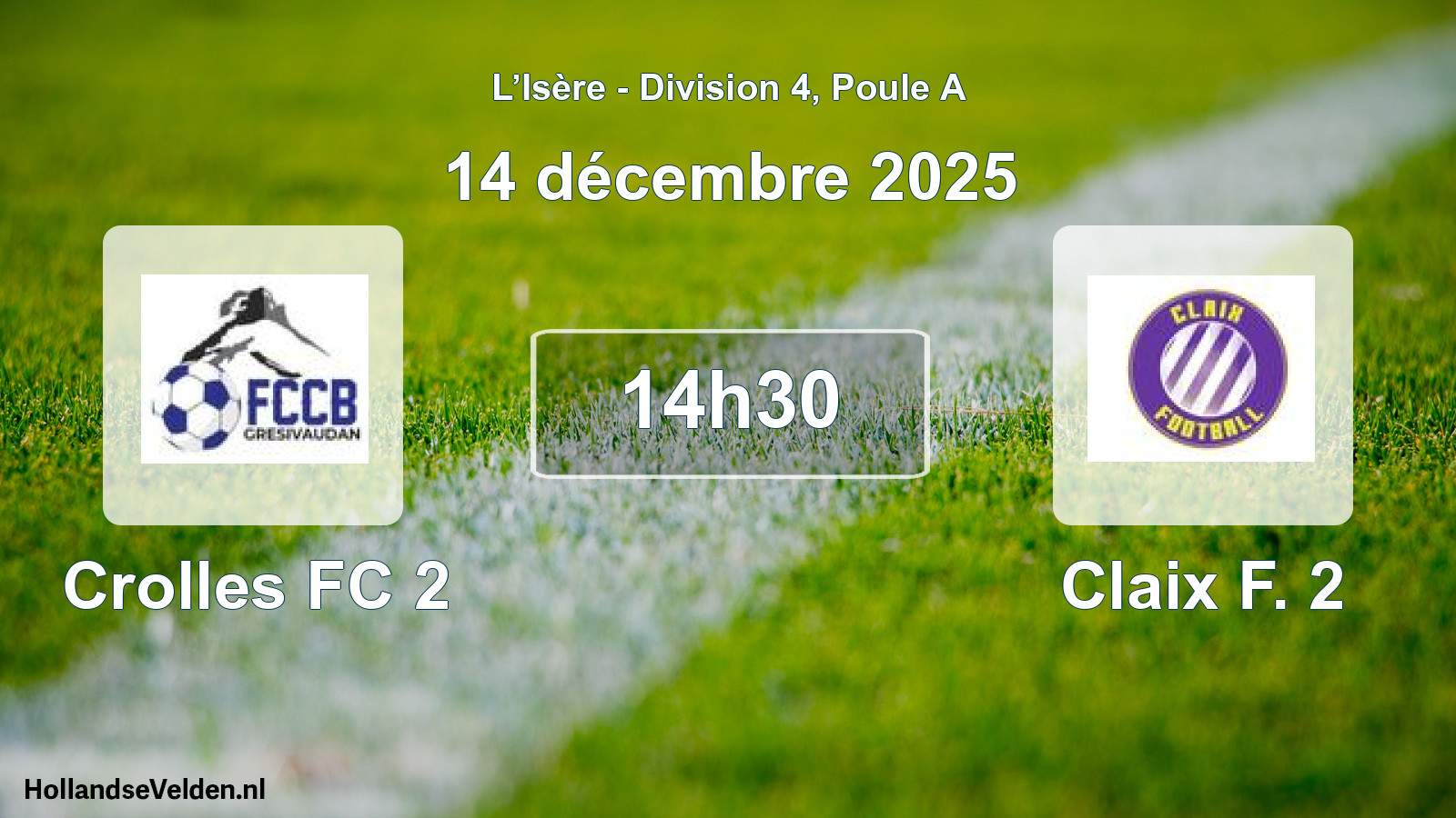 Geplande wedstrijd: Crolles FC 2 - Claix F. 2 (14 december 2025)