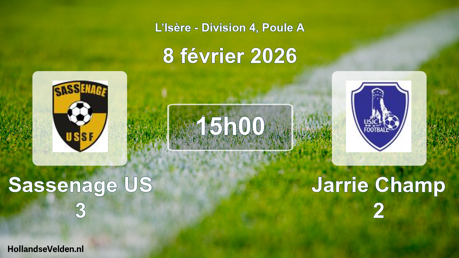 Geplande wedstrijd: Sassenage US 3 - Jarrie Champ 2 (8 februari 2026)