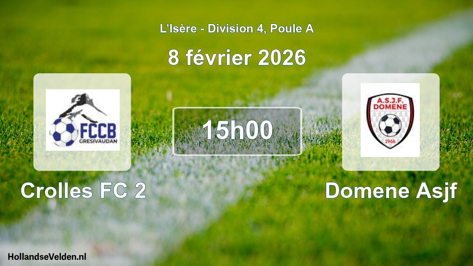 Geplande wedstrijd: Crolles FC 2 - Domene Asjf (8 februari 2026)