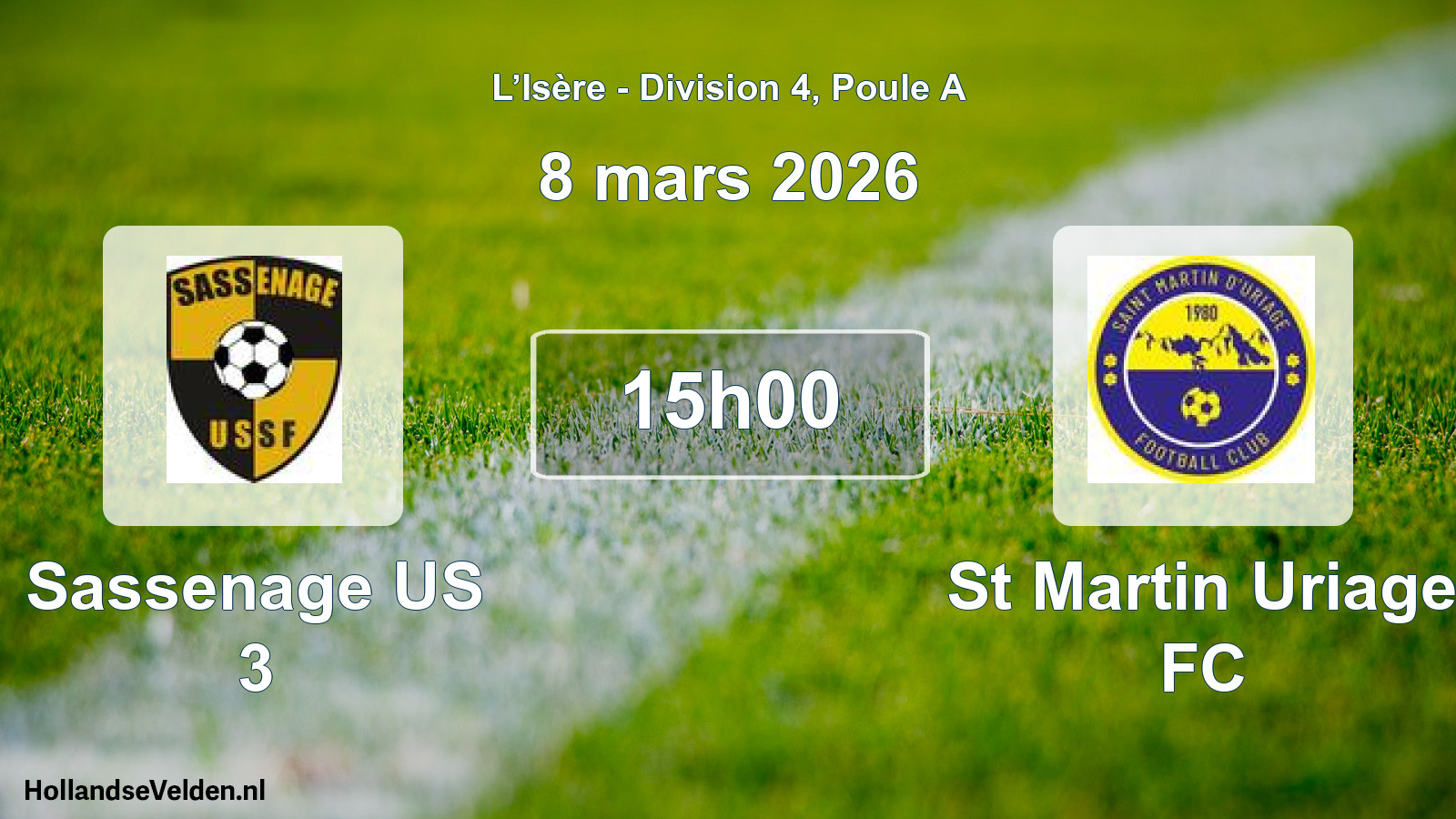 Geplande wedstrijd: Sassenage US 3 - St Martin Uriage FC (8 maart 2026)