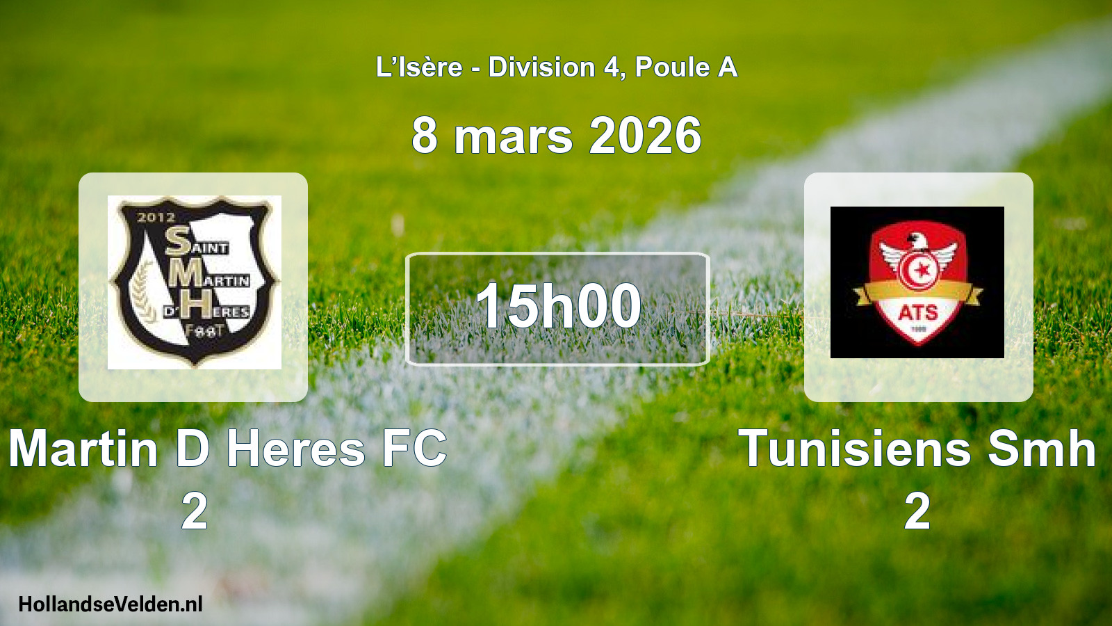 Geplande wedstrijd: St Martin D Heres FC 2 - Tunisiens Smh 2 (8 maart 2026)