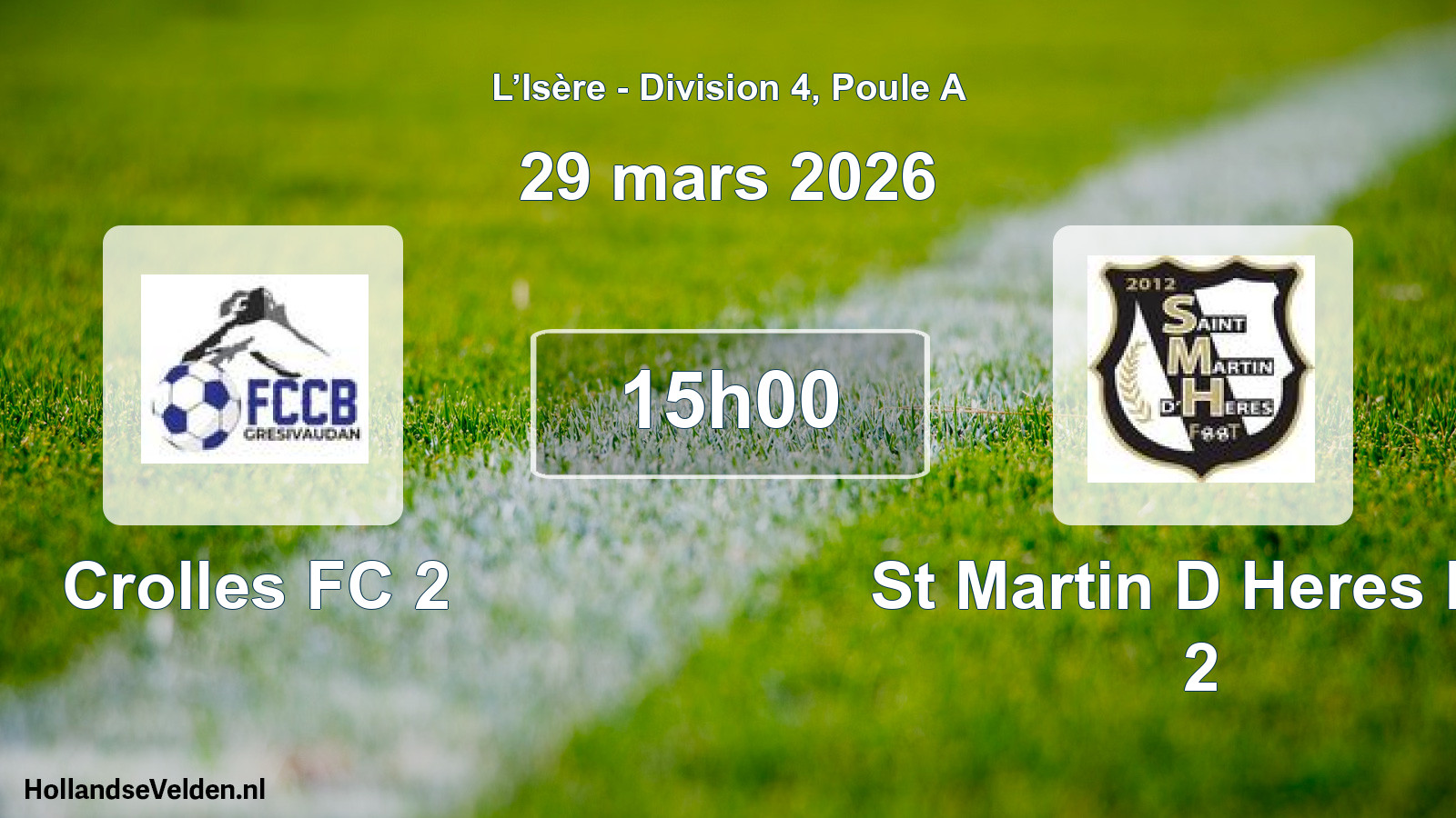 Geplande wedstrijd: Crolles FC 2 - St Martin D Heres FC 2 (29 maart 2026)