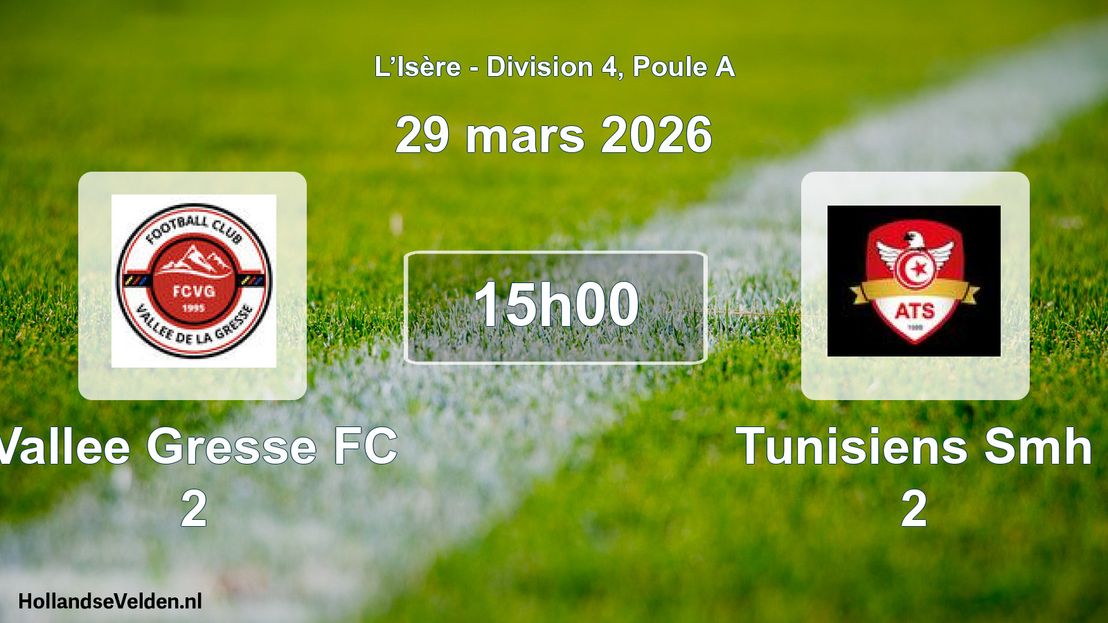 Geplande wedstrijd: Vallee Gresse FC 2 - Tunisiens Smh 2 (29 maart 2026)