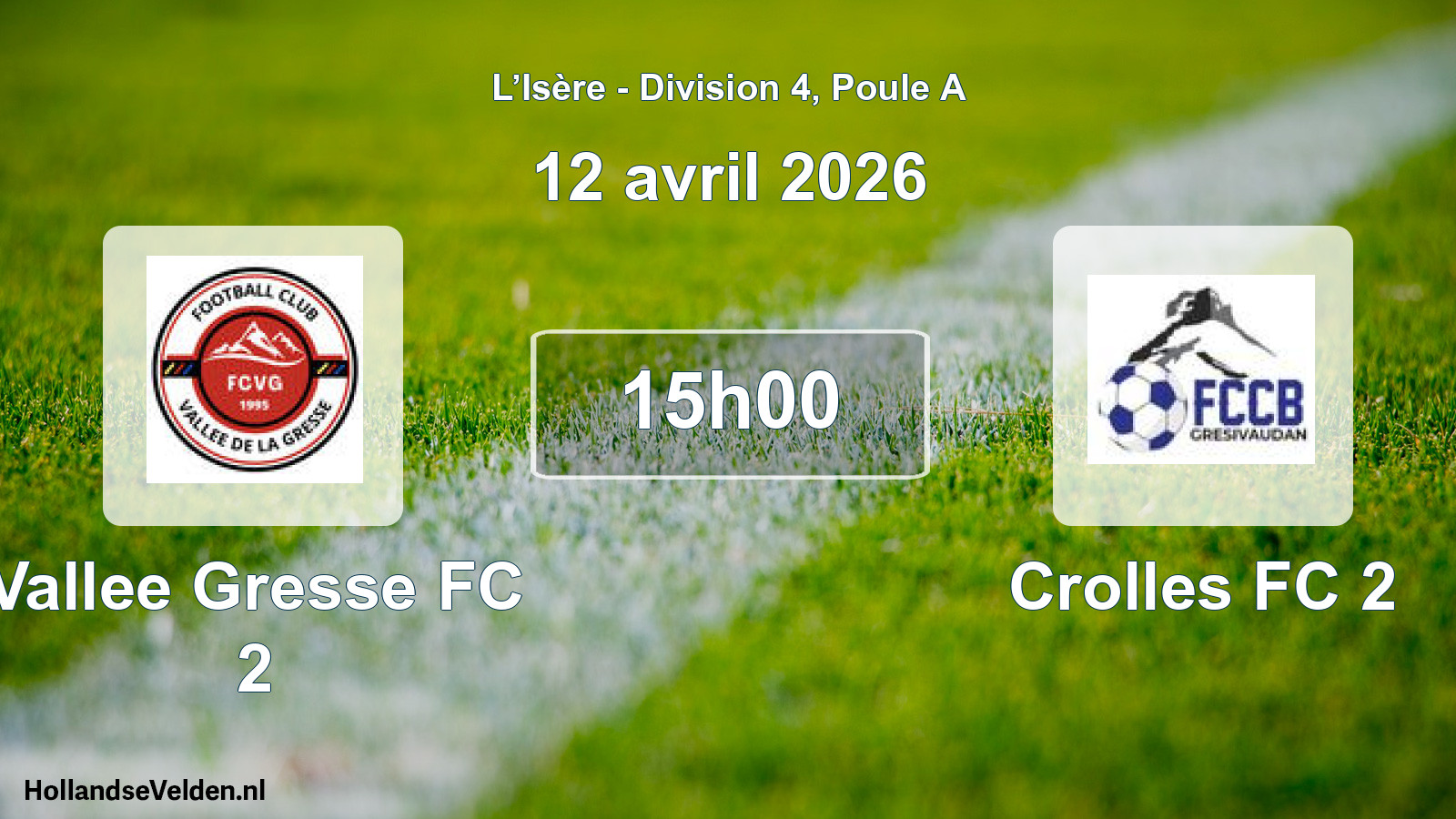Geplande wedstrijd: Vallee Gresse FC 2 - Crolles FC 2 (12 april 2026)