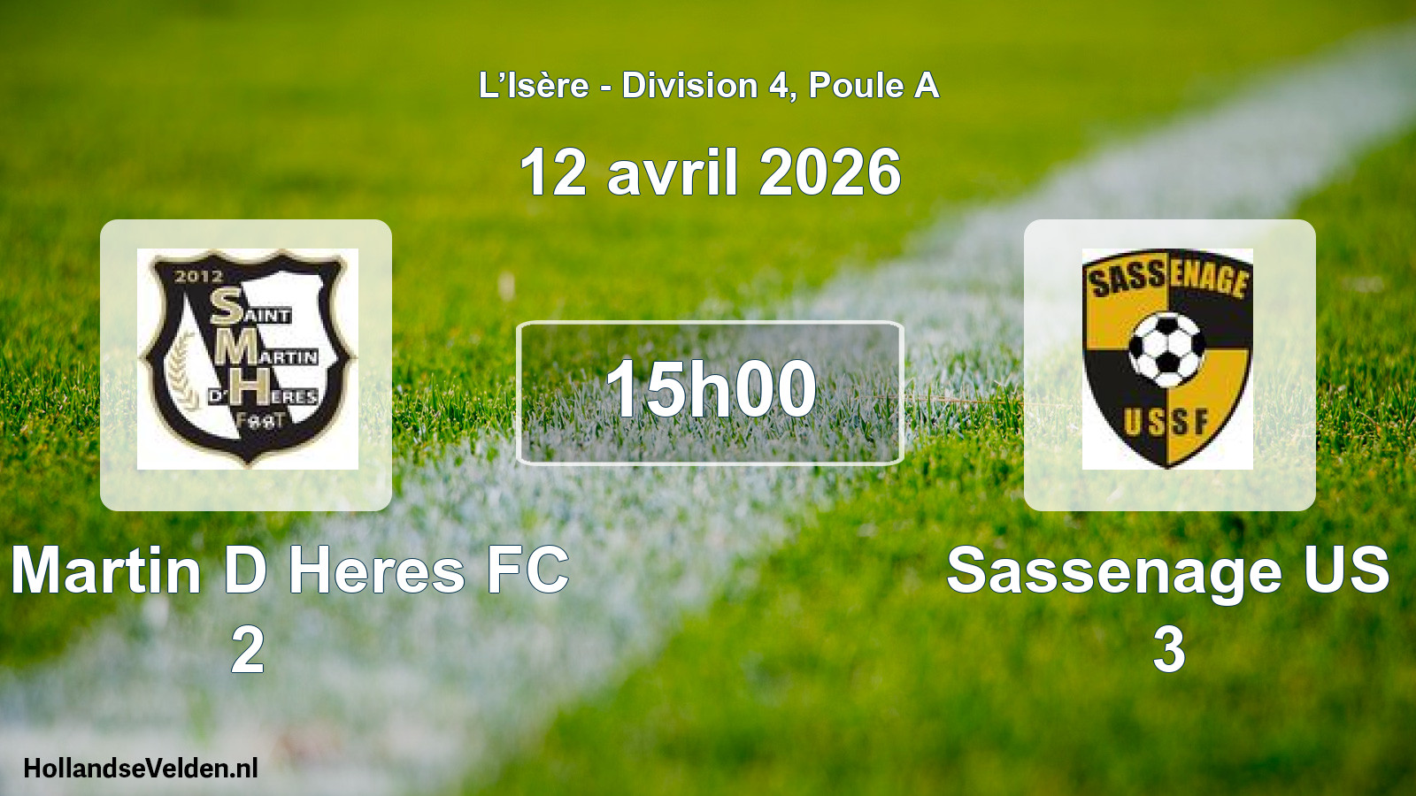 Geplande wedstrijd: St Martin D Heres FC 2 - Sassenage US 3 (12 april 2026)