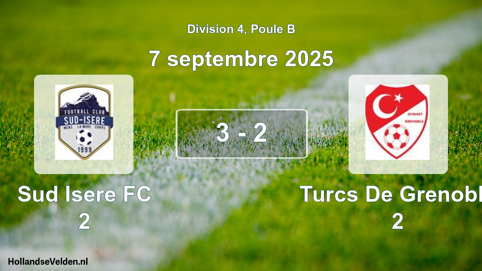 Gespeelde wedstrijd: Sud Isere FC 2 - Turcs De Grenoble 2 3 - 2 (7 september 2025)