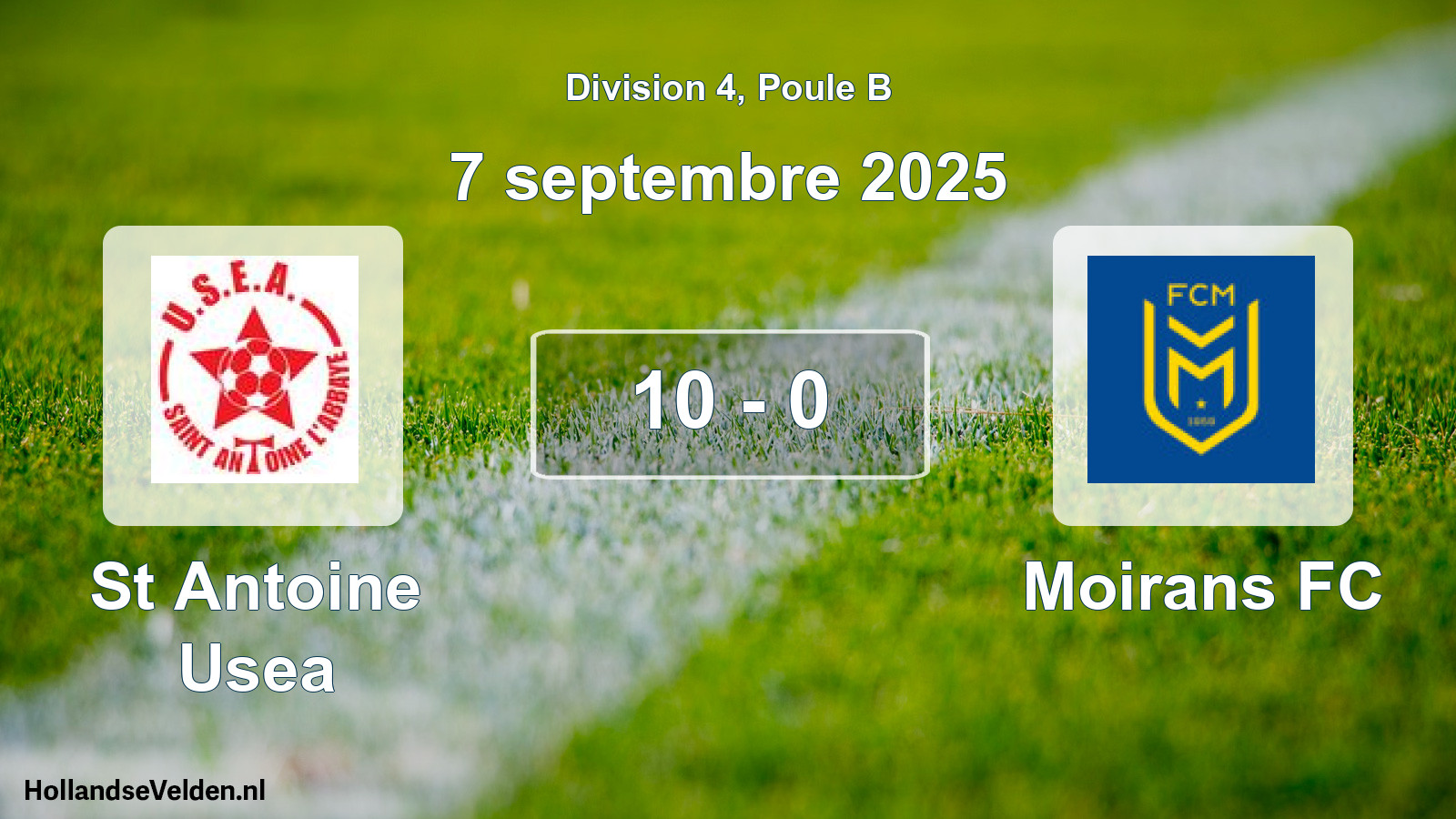 Gespeelde wedstrijd: St Antoine Usea - Moirans FC 10 - 0 (7 september 2025)