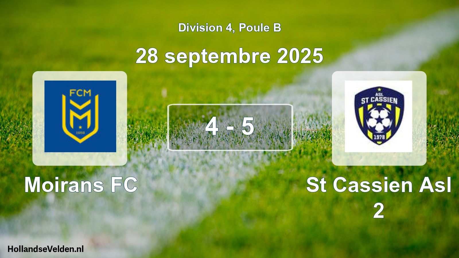 Match joué: Moirans FC - St Cassien Asl 2 4 - 5 (28 septembre 2025)