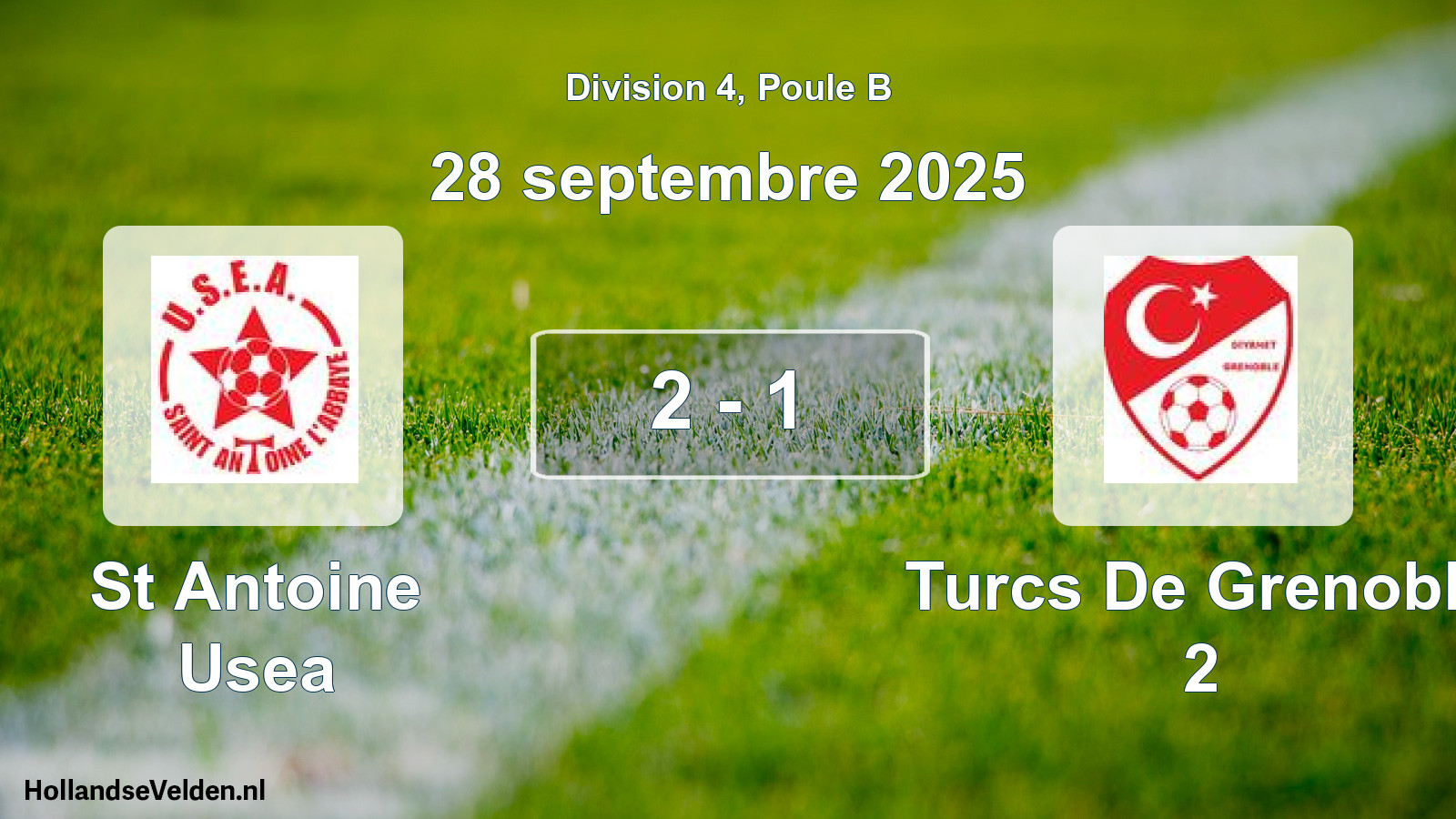 Match joué: St Antoine Usea - Turcs De Grenoble 2 2 - 1 (28 septembre 2025)