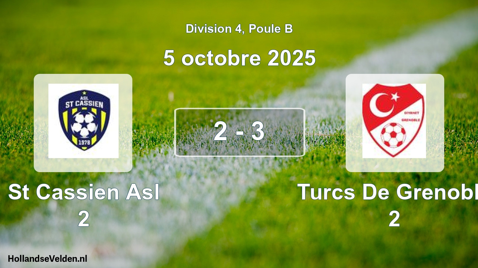 Gespeelde wedstrijd: St Cassien Asl 2 - Turcs De Grenoble 2 2 - 3 (5 oktober 2025)