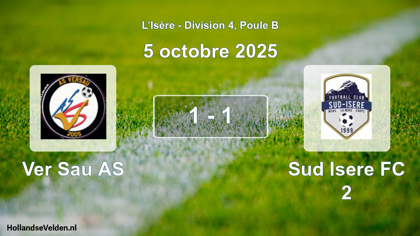 Gespeelde wedstrijd: Ver Sau AS - Sud Isere FC 2 1 - 1 (5 oktober 2025)