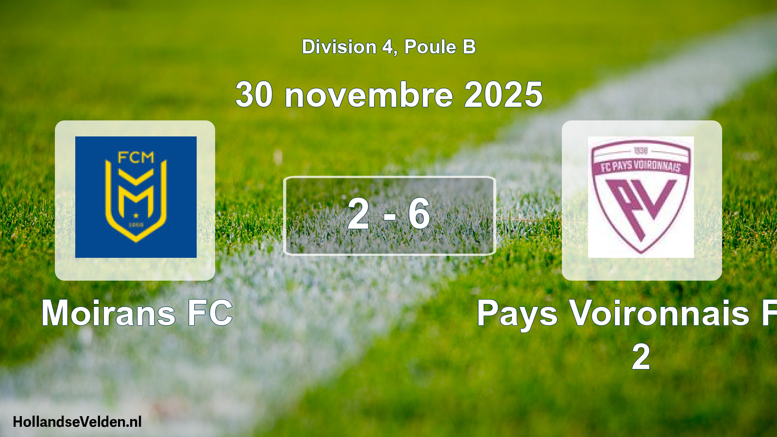 Gespeelde wedstrijd: Moirans FC - Pays Voironnais FC 2 2 - 6 (30 november 2025)