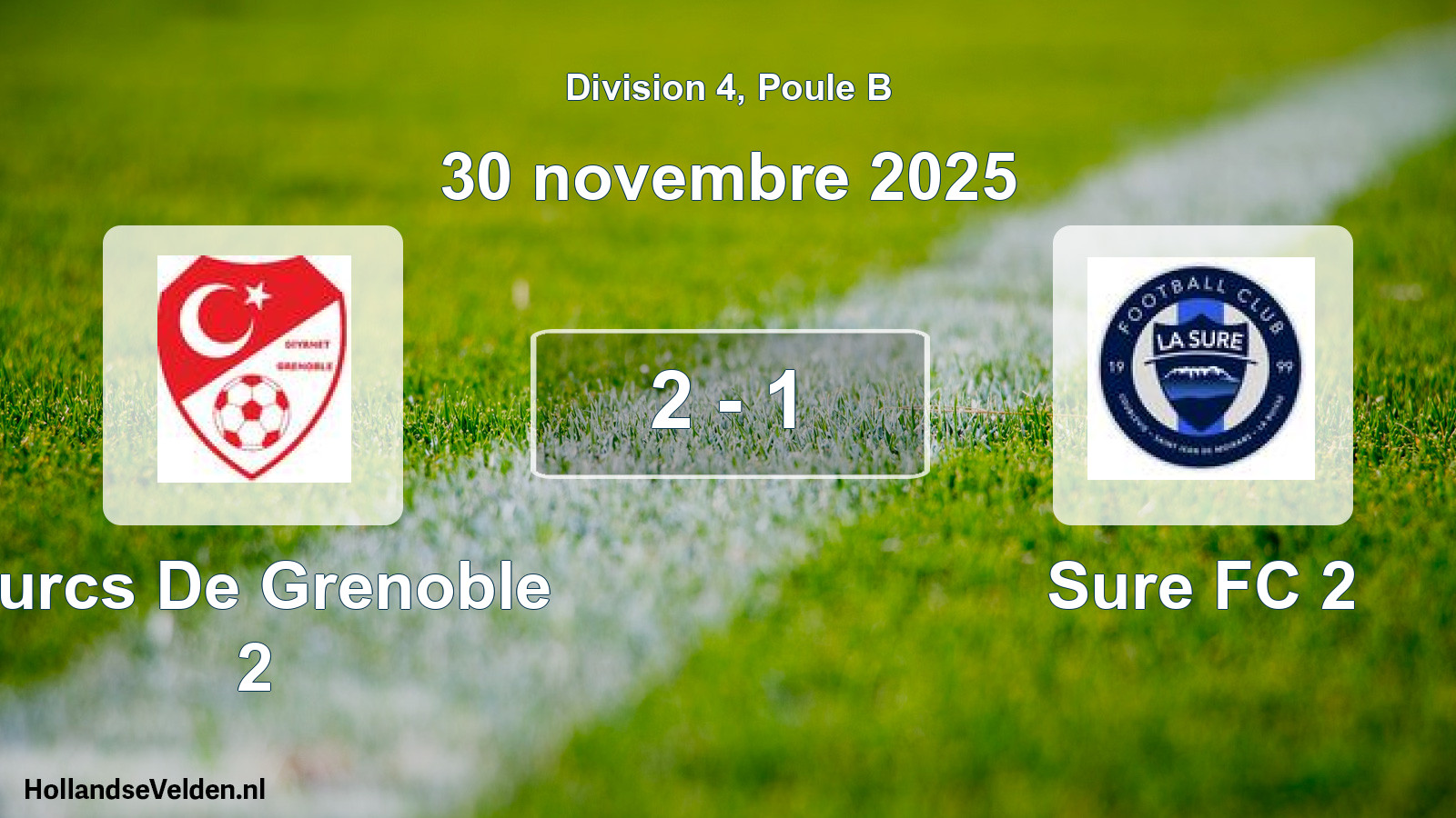Total number of matches played: Turcs De Grenoble 2 - Sure FC 2 2 - 1 (30 November 2025)
