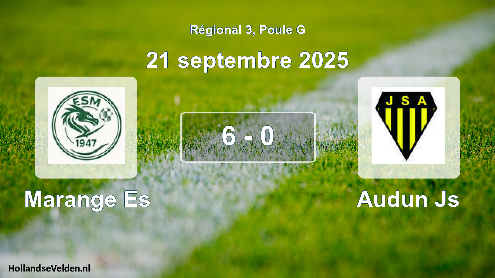 Gespeelde wedstrijd: Marange Es - Audun Js 6 - 0 (21 september 2025)
