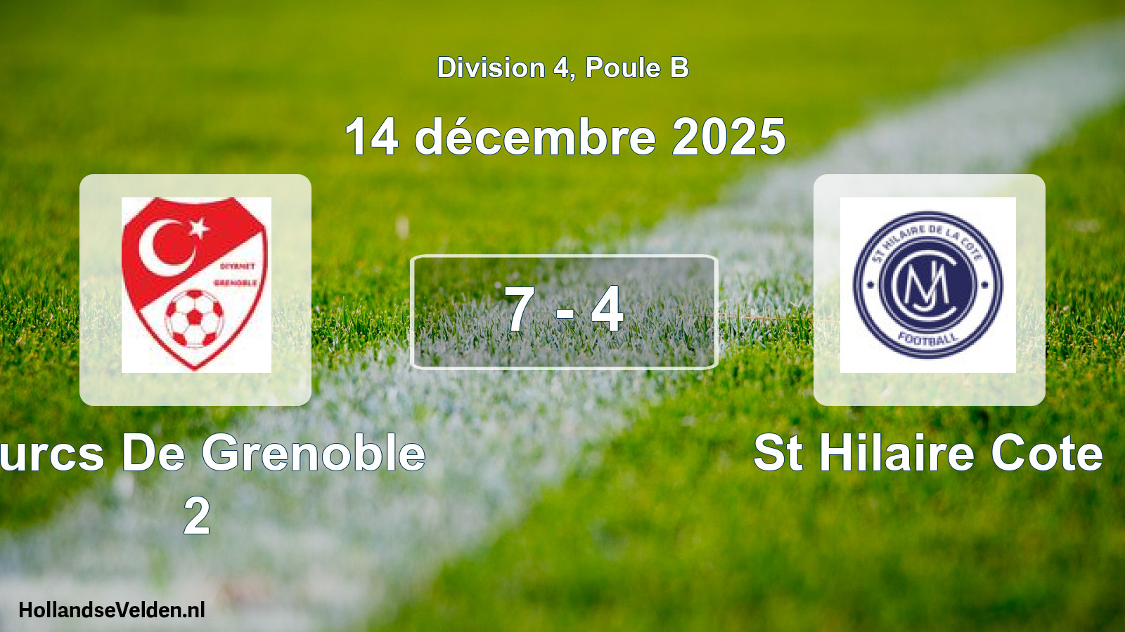 Match joué: Turcs De Grenoble 2 - St Hilaire Cote 7 - 4 (14 décembre 2025)