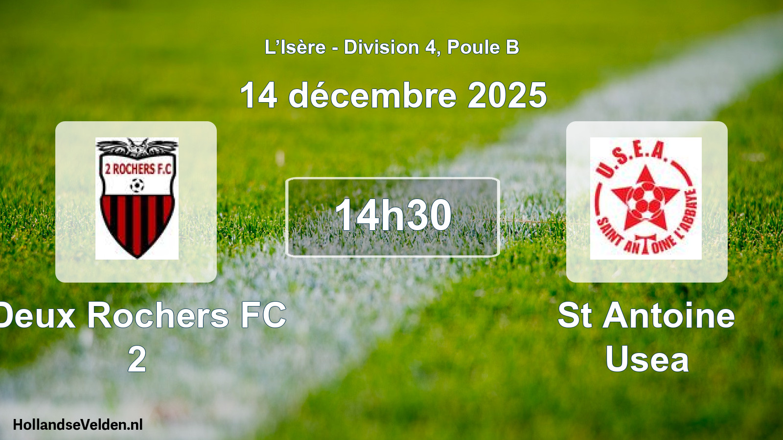 Geplande wedstrijd: Deux Rochers FC 2 - St Antoine Usea (14 december 2025)