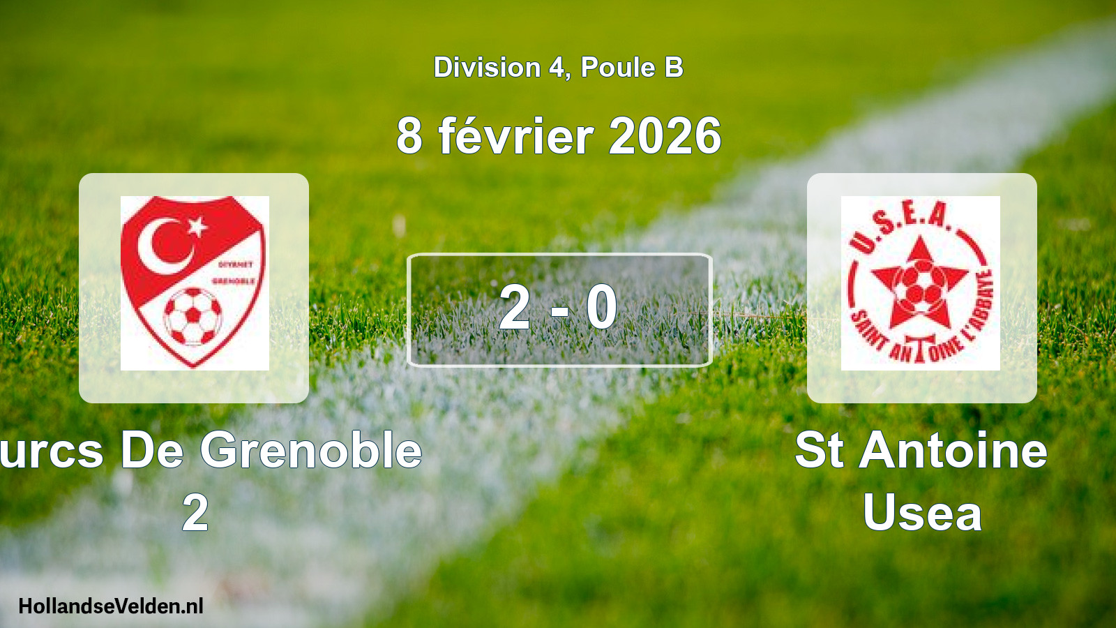 Match joué: Turcs De Grenoble 2 - St Antoine Usea 2 - 0 (8 février 2026)