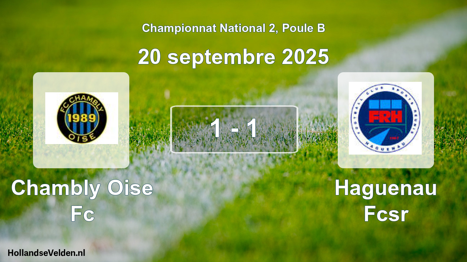 Gespeelde wedstrijd: Chambly Oise Fc - Haguenau Fcsr 1 - 1 (20 septembre 2025)