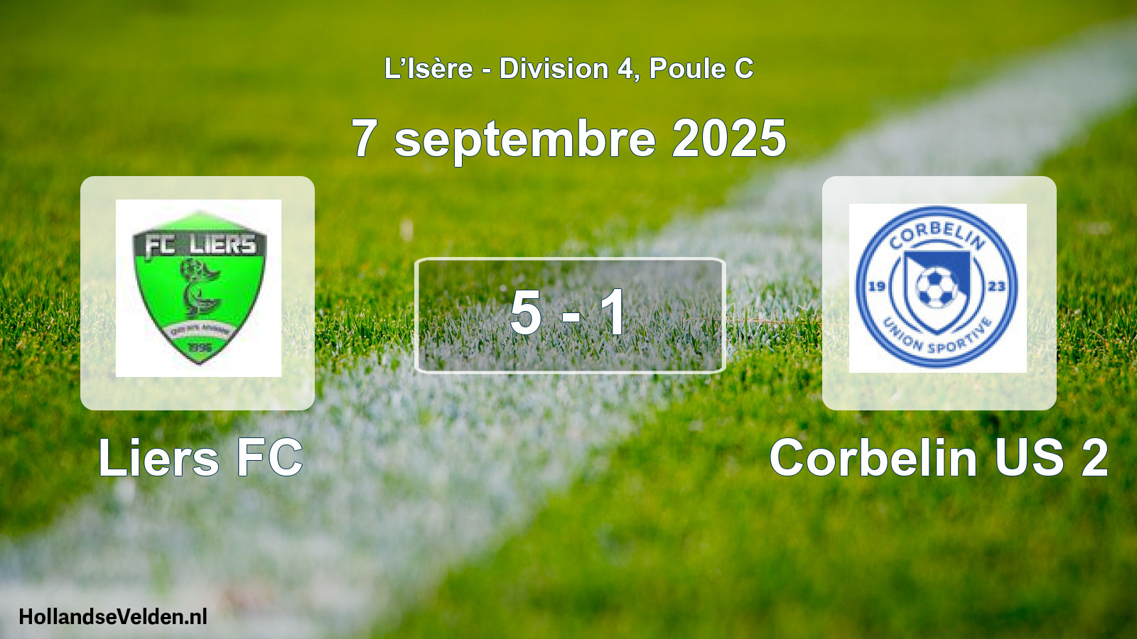 Match joué: Liers FC - Corbelin US 2 5 - 1 (7 septembre 2025)