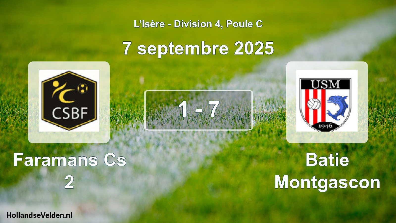 Total number of matches played: Faramans Cs 2 - Batie Montgascon 1 - 7 (7 September 2025)