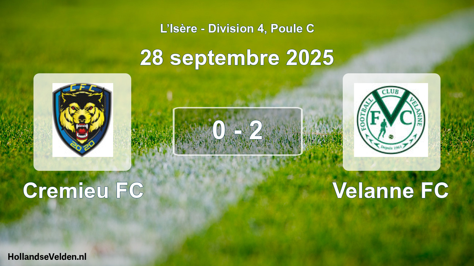 Gespeelde wedstrijd: Cremieu FC - Velanne FC 0 - 2 (28 september 2025)