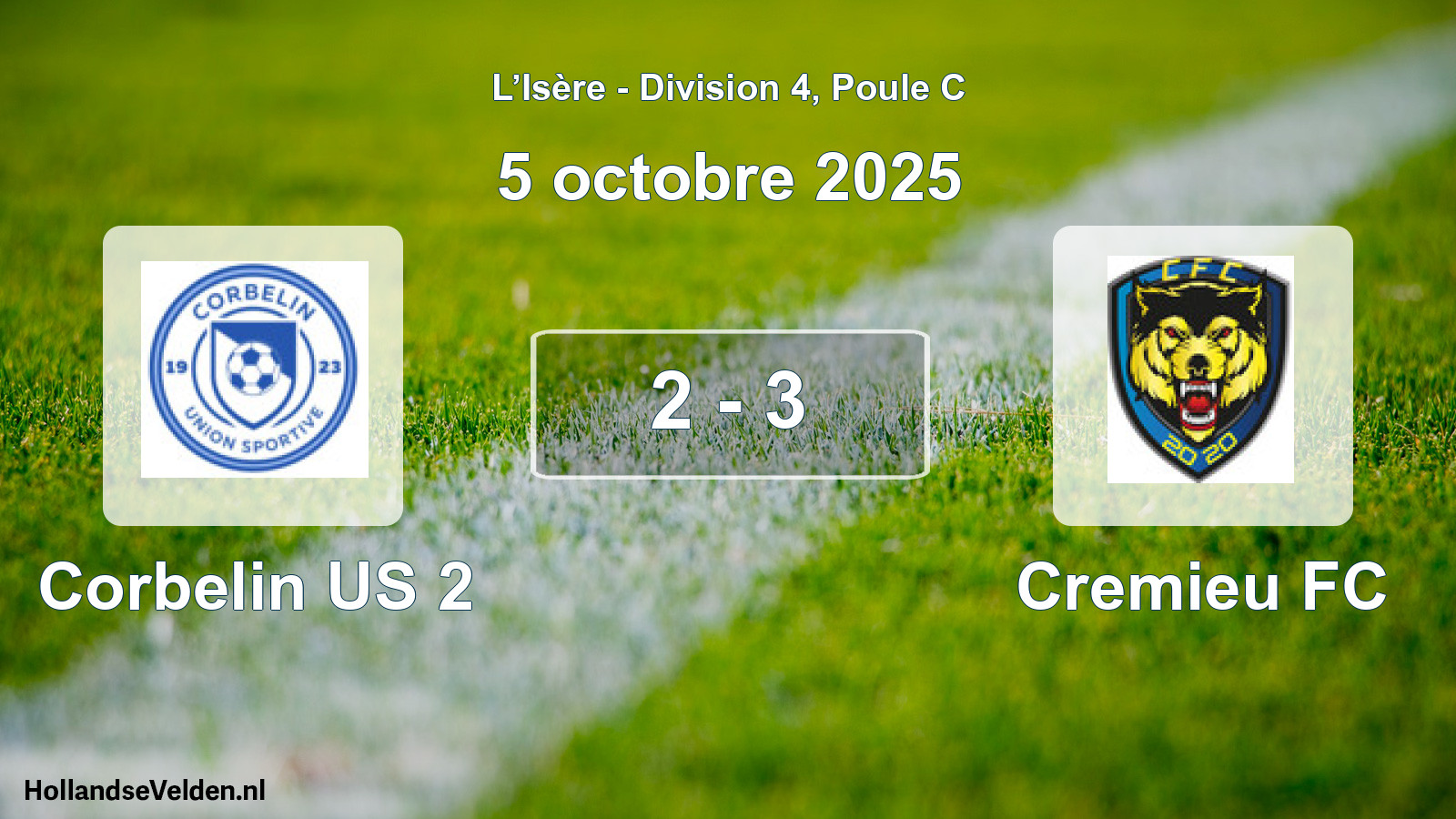 Gespeelde wedstrijd: Corbelin US 2 - Cremieu FC 2 - 3 (5 oktober 2025)