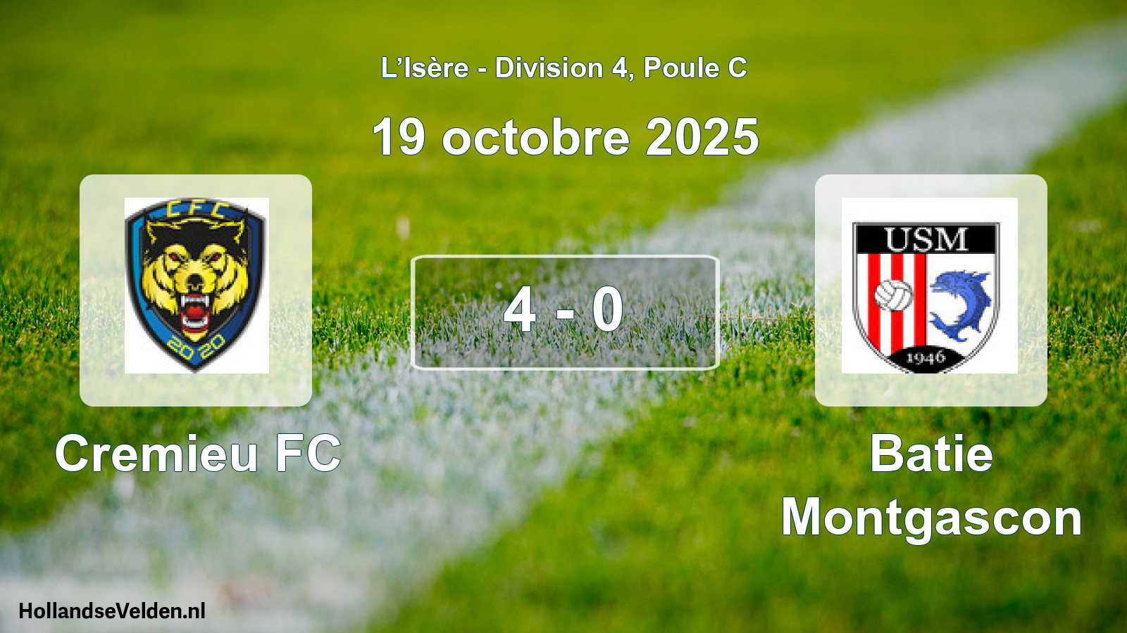 Gespeelde wedstrijd: Cremieu FC - Batie Montgascon 4 - 0 (19 oktober 2025)