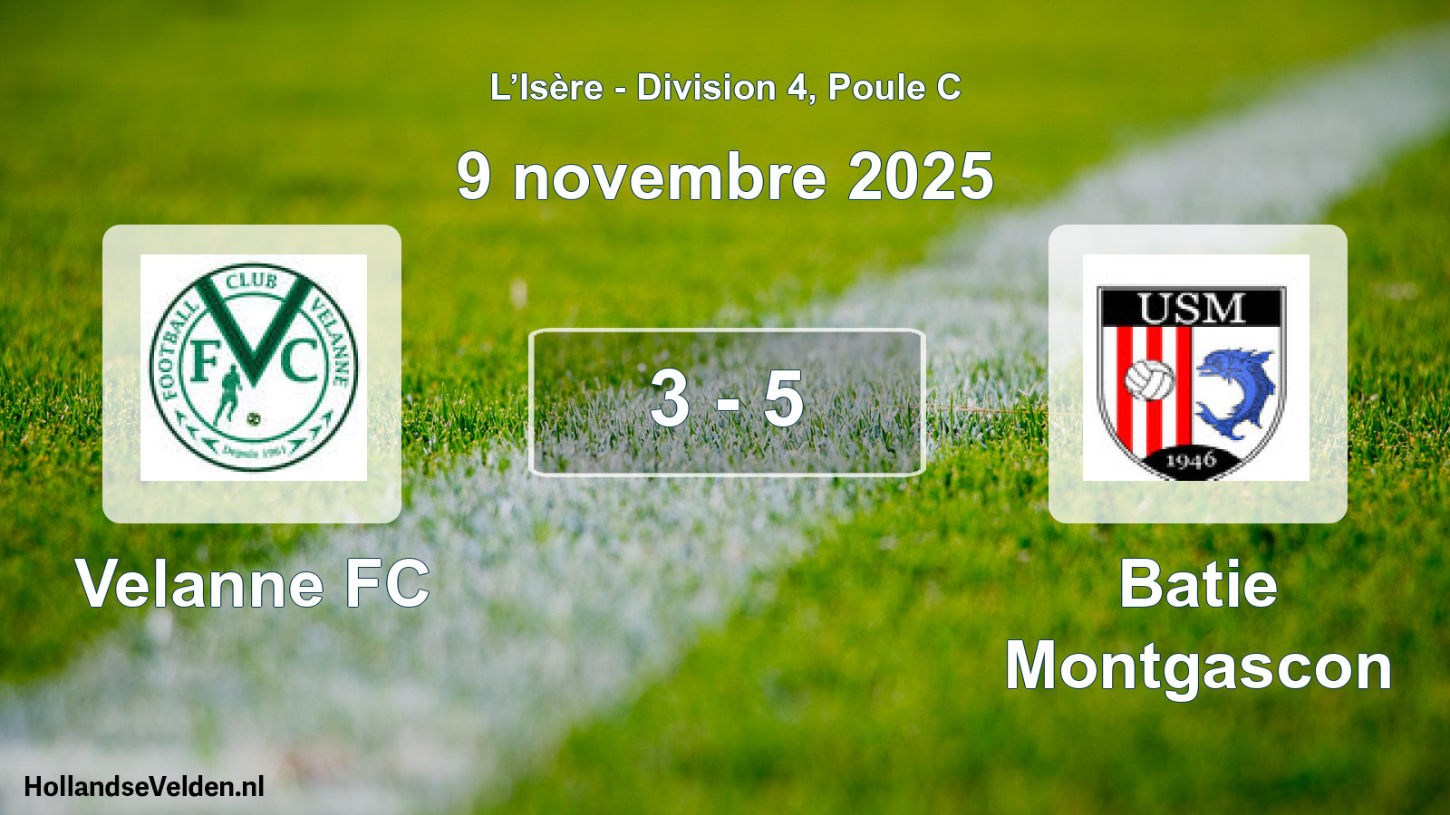 Gespeelde wedstrijd: Velanne FC - Batie Montgascon 3 - 5 (9 november 2025)